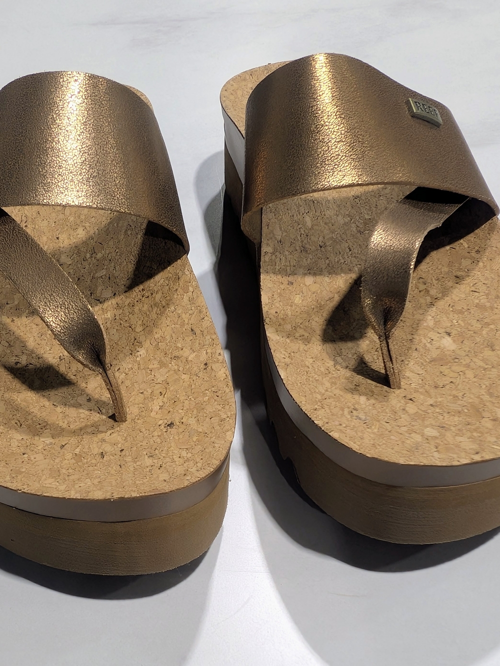 Reef Women’s Metallic Bronze Cork Platform Flip Flops